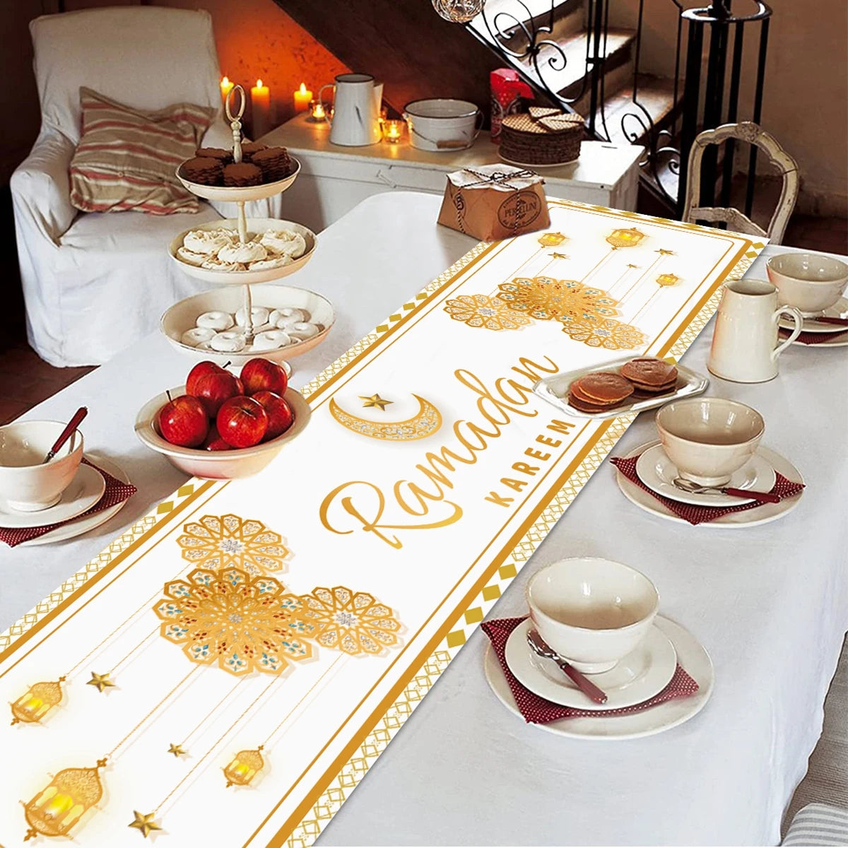 Chemin de Table pour Décoration du Ramadan en Polyester